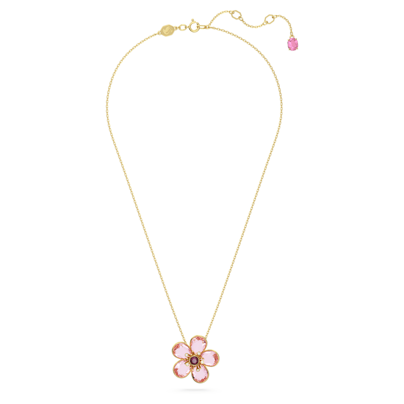 Colgante Idyllia Flor, Pequeño, Rosa, Baño tono oro