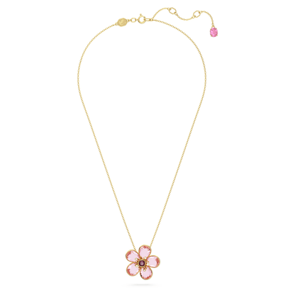 Colgante Idyllia Flor, Pequeño, Rosa, Baño tono oro