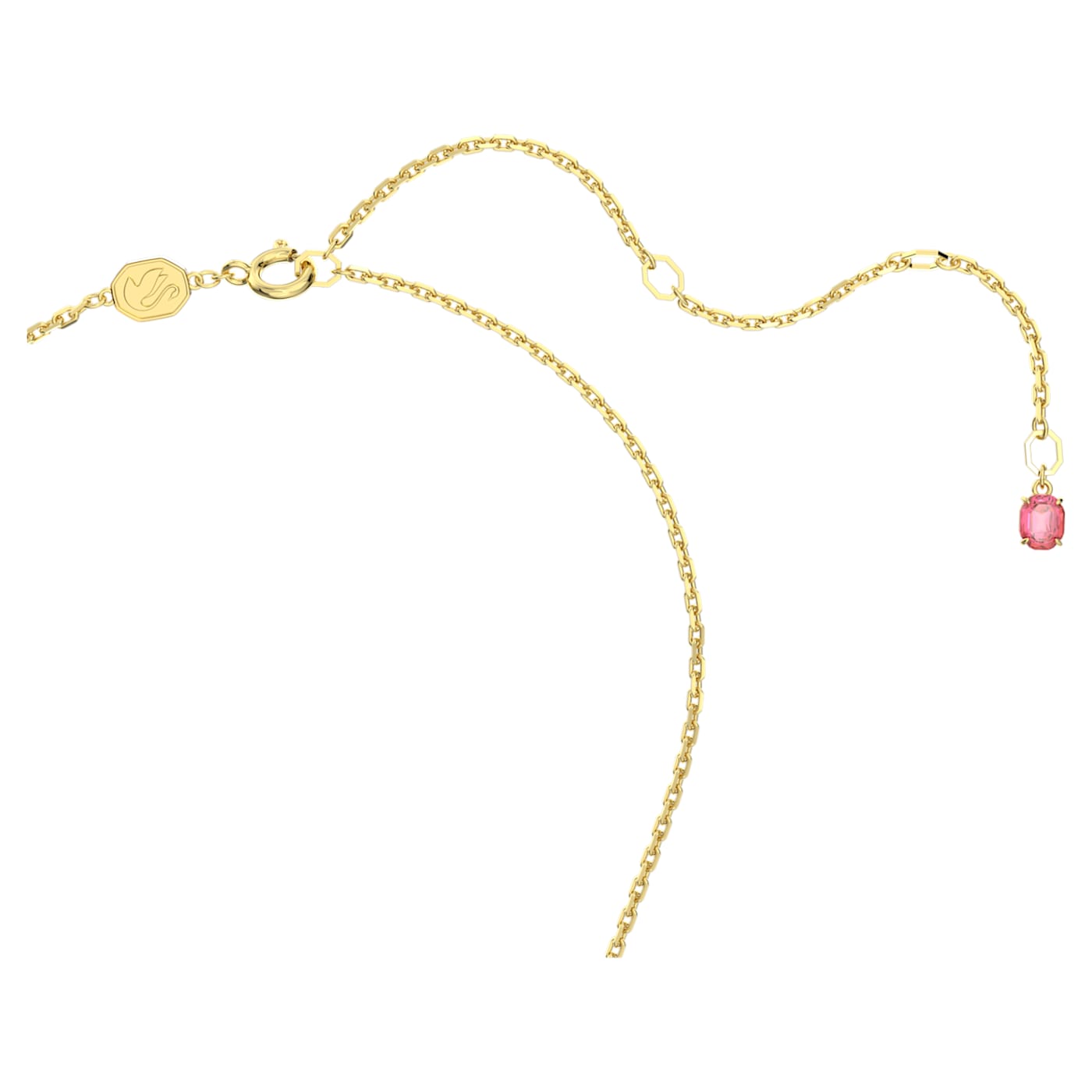 Collar Idyllia Flor, Rosa, Baño tono oro