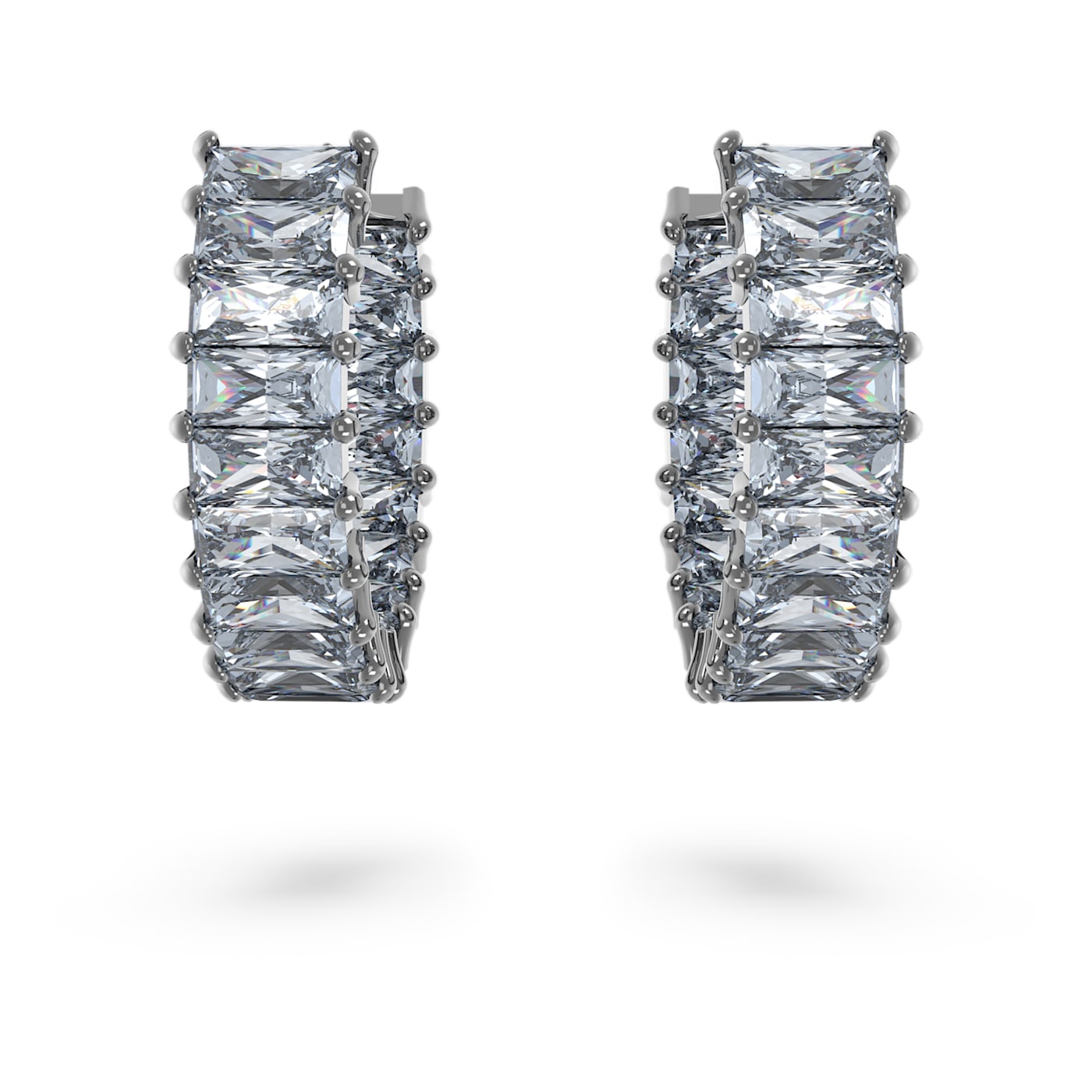 Pendientes de aro Matrix Talla baguette, Grises , Baño de rutenio