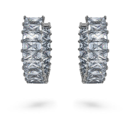 Pendientes de aro Matrix Talla baguette, Grises , Baño de rutenio