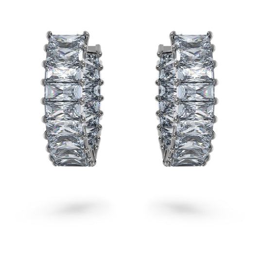 Pendientes de aro Matrix Talla baguette, Grises , Baño de rutenio