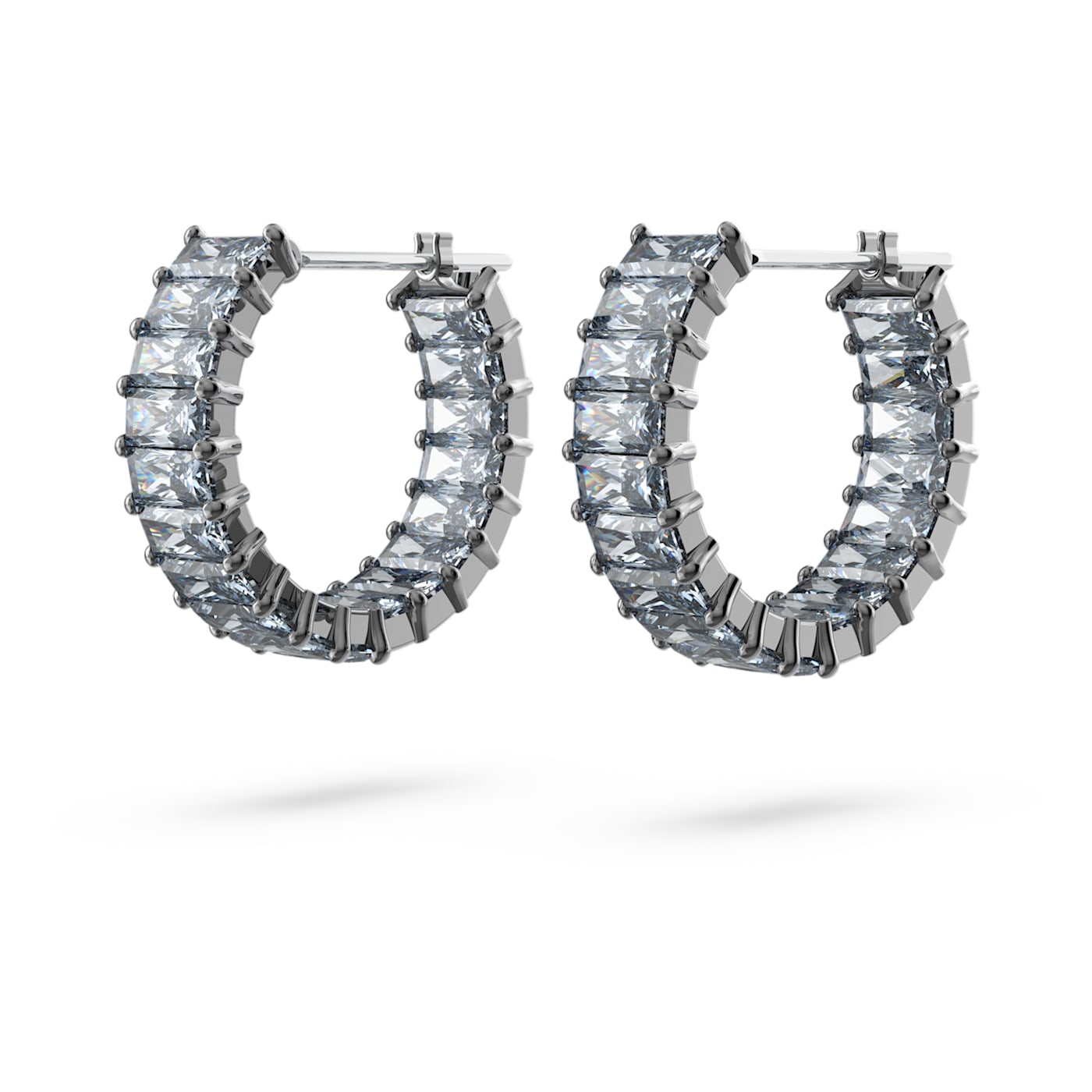 Pendientes de aro Matrix Talla baguette, Grises , Baño de rutenio