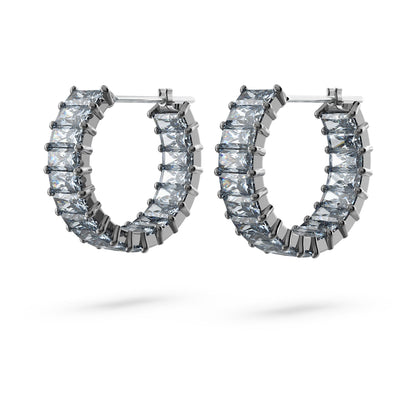 Pendientes de aro Matrix Talla baguette, Grises , Baño de rutenio