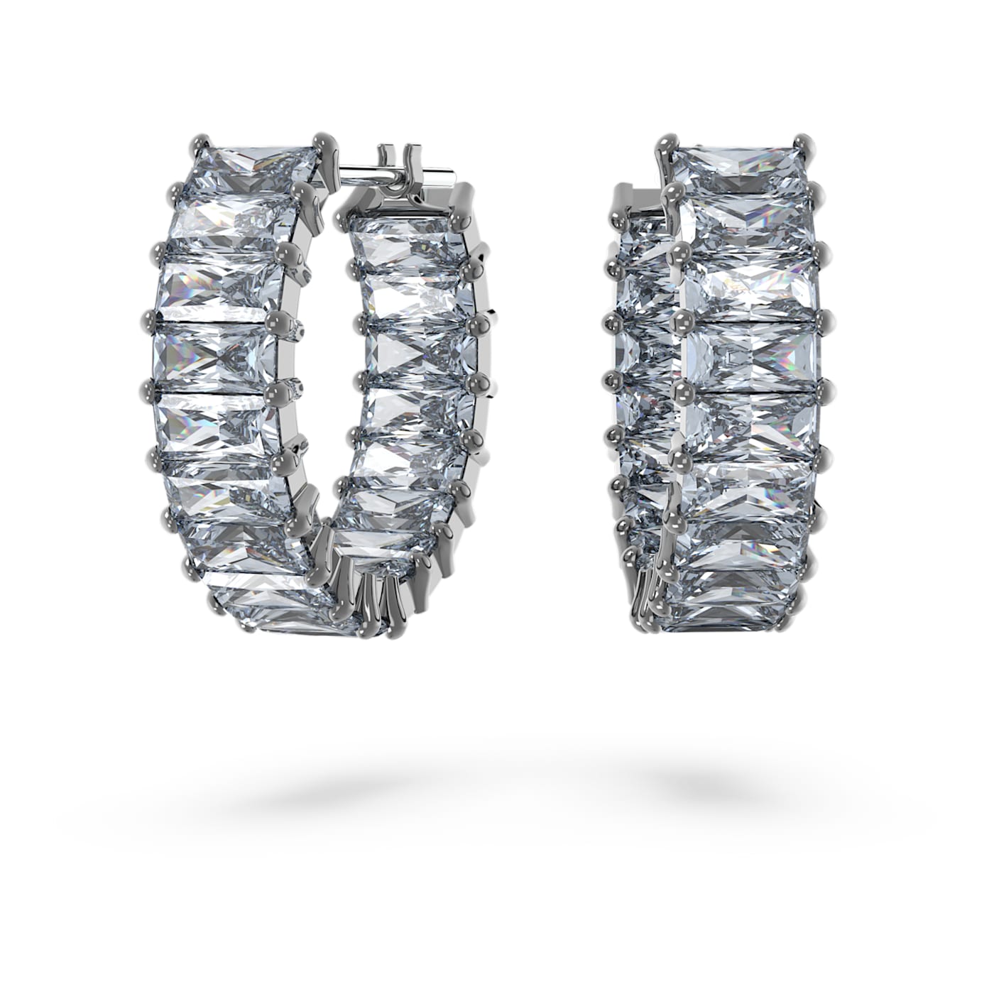 Pendientes de aro Matrix Talla baguette, Grises , Baño de rutenio