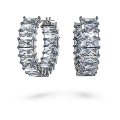 Pendientes de aro Matrix Talla baguette, Grises , Baño de rutenio