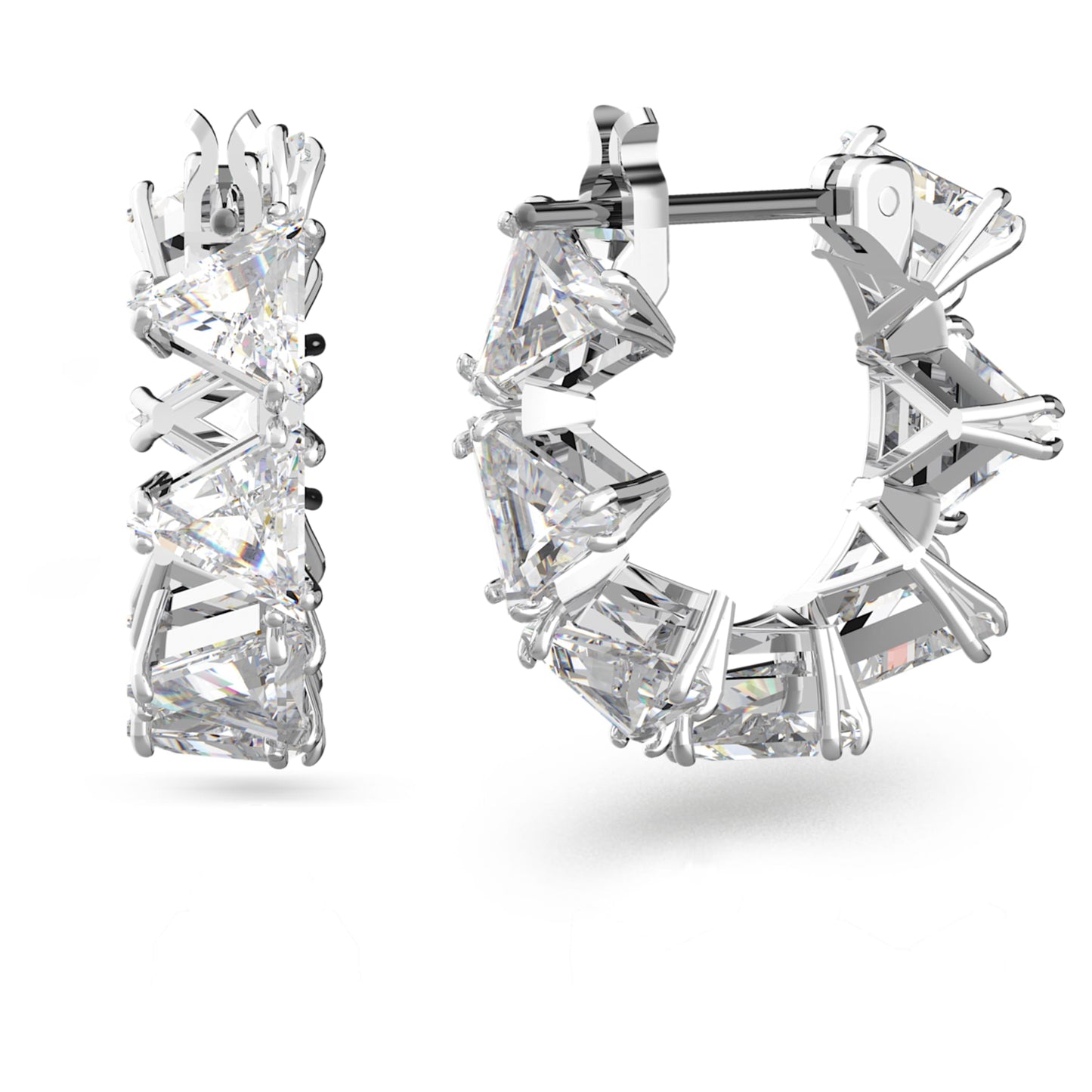 Pendientes de aro Matrix Talla triangular, Pequeños, Blancos, Baño de rodio