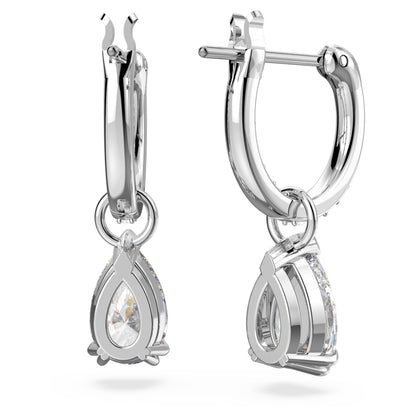 Pendientes de aro Stilla Talla pera, Blancos, Baño de rodio