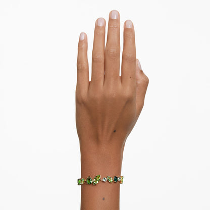 Pulsera Gema Tallas mixtas, Verde, Baño tono oro