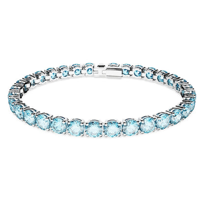 Pulsera Matrix Tennis Talla redonda, Mediana, Azul, Baño de rodio