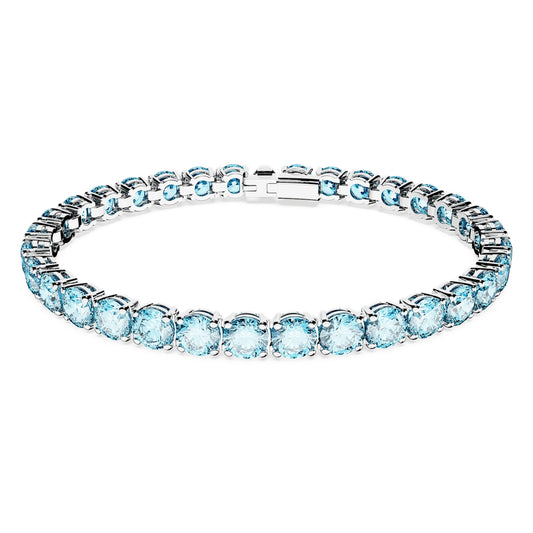 Pulsera Matrix Tennis Talla redonda, Mediana, Azul, Baño de rodio