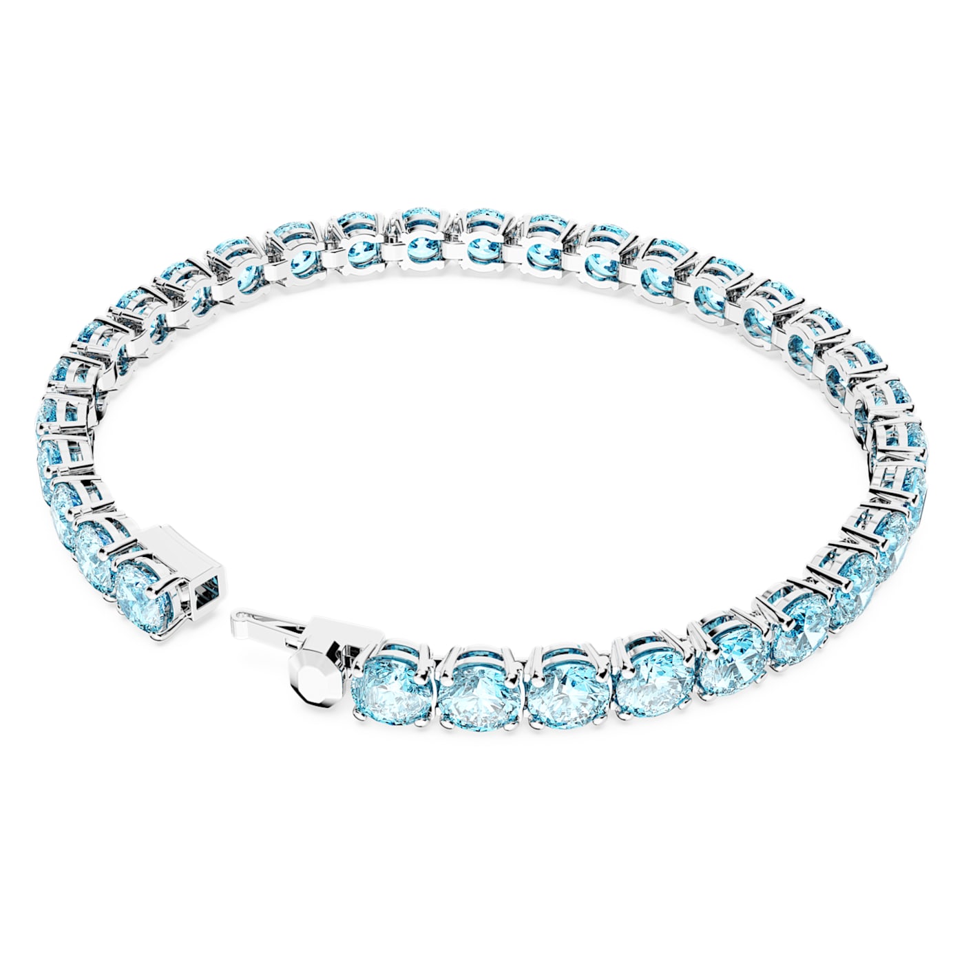 Pulsera Matrix Tennis Talla redonda, Mediana, Azul, Baño de rodio