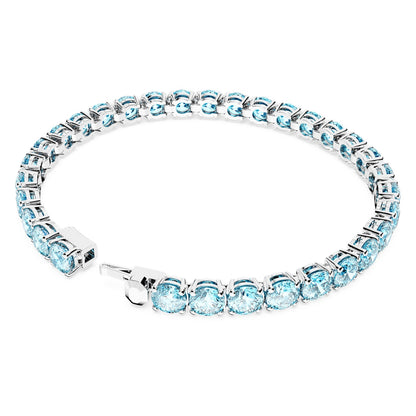 Pulsera Matrix Tennis Talla redonda, Mediana, Azul, Baño de rodio