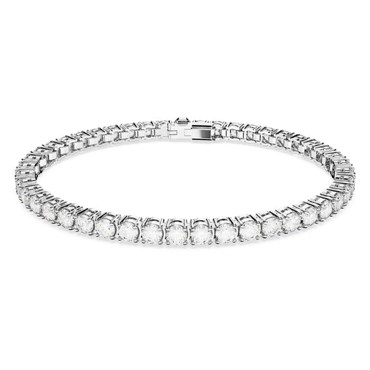 Pulsera Matrix Tennis Talla redonda, Pequeña, Blanca, Baño de rodio