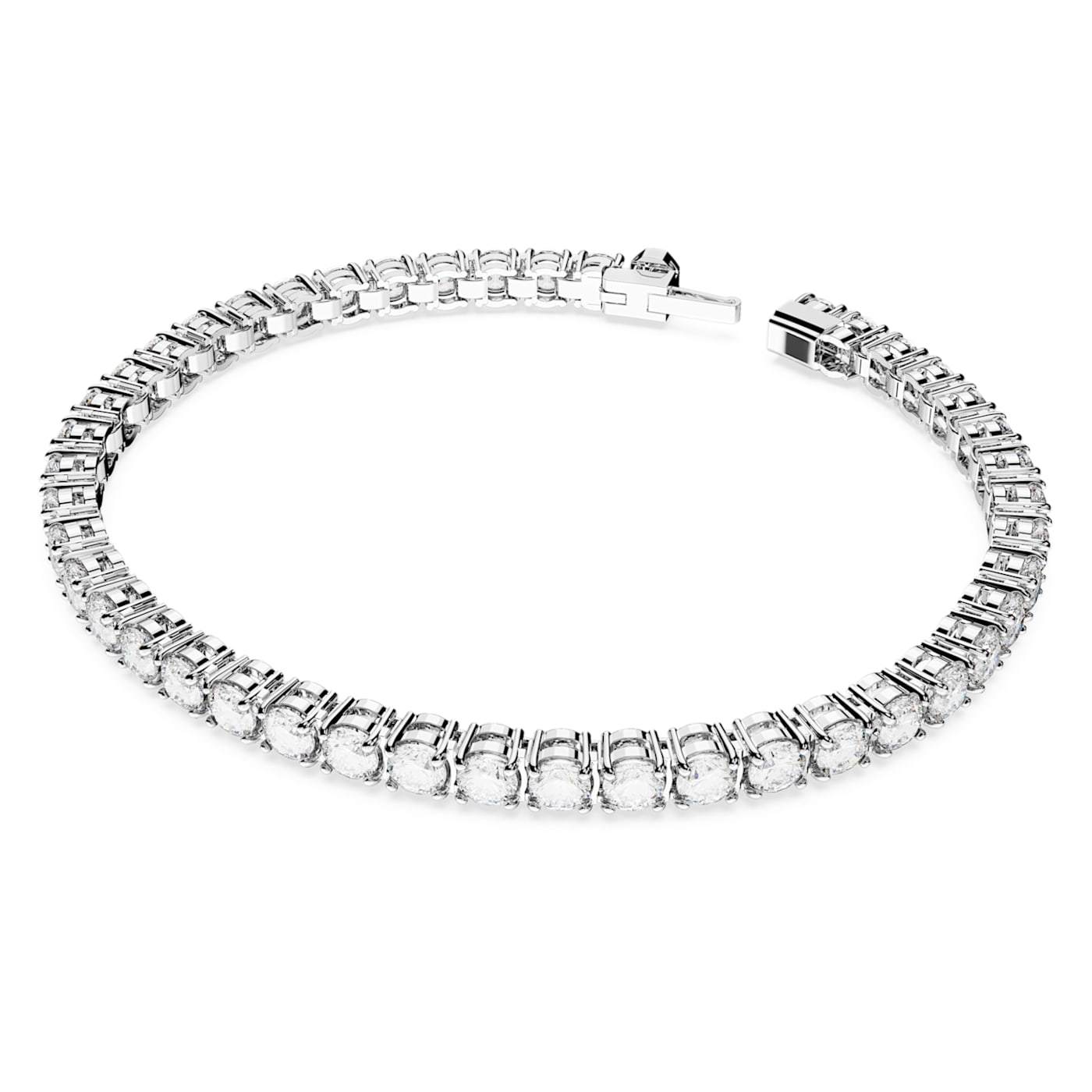 Pulsera Matrix Tennis Talla redonda, Pequeña, Blanca, Baño de rodio