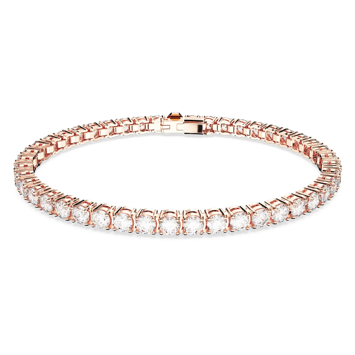 Pulsera Matrix Tennis Talla redonda, Mediana, Blanca, Baño tono oro rosa