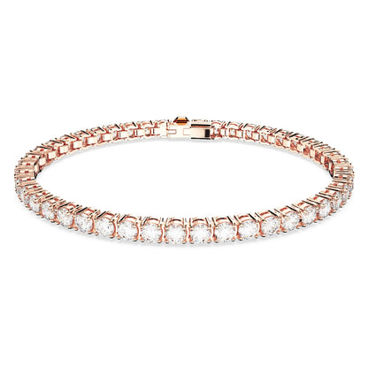 Pulsera Matrix Tennis Talla redonda, Mediana, Blanca, Baño tono oro rosa