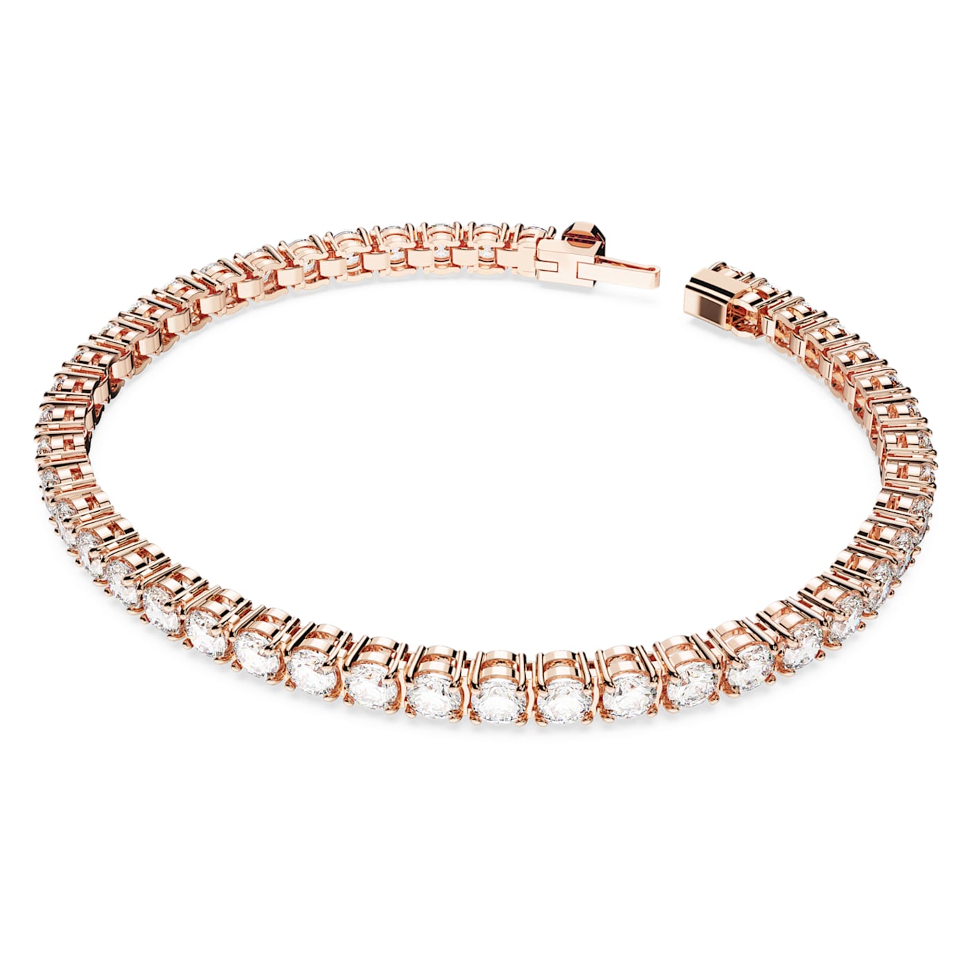 Pulsera Matrix Tennis Talla redonda, Mediana, Blanca, Baño tono oro rosa
