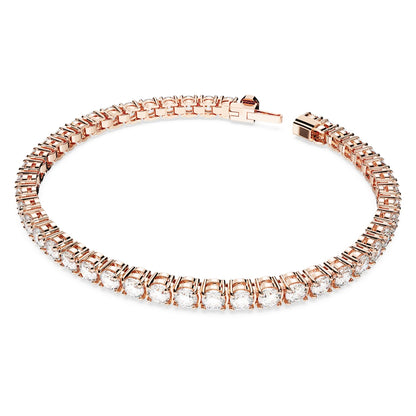 Pulsera Matrix Tennis Talla redonda, Mediana, Blanca, Baño tono oro rosa
