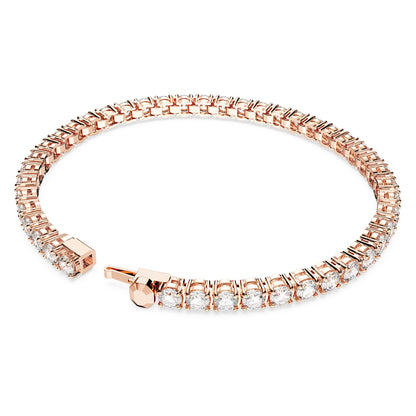 Pulsera Matrix Tennis Talla redonda, Mediana, Blanca, Baño tono oro rosa