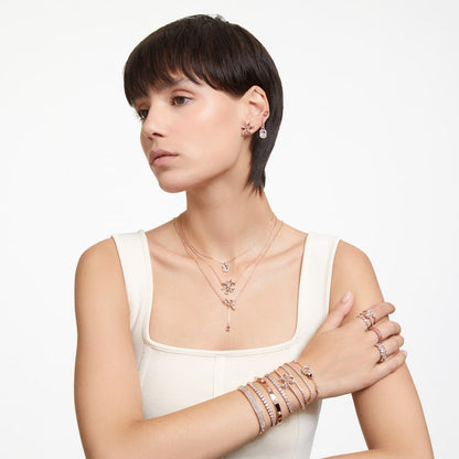 Pulsera Matrix Tennis Talla redonda, Mediana, Blanca, Baño tono oro rosa