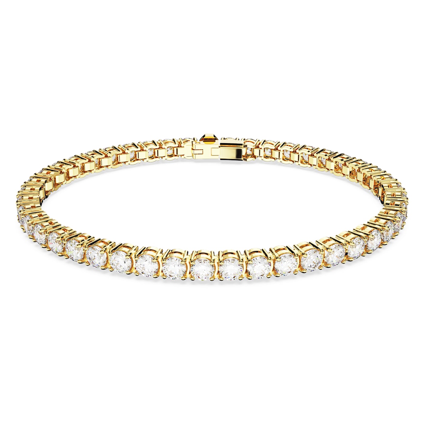 Pulsera Matrix Tennis Talla redonda, Pequeña, Blanca, Baño tono oro