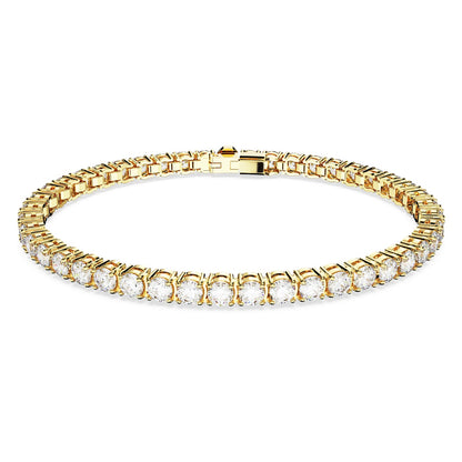 Pulsera Matrix Tennis Talla redonda, Pequeña, Blanca, Baño tono oro
