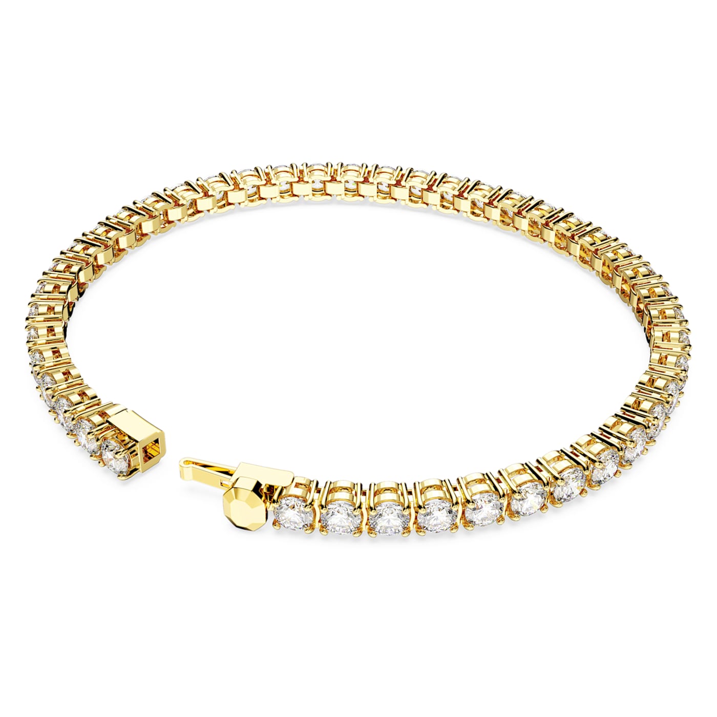 Pulsera Matrix Tennis Talla redonda, Pequeña, Blanca, Baño tono oro