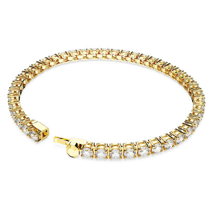 Pulsera Matrix Tennis Talla redonda, Pequeña, Blanca, Baño tono oro