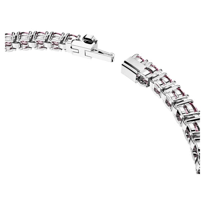 Pulsera Matrix Tennis Talla redonda, Mediana, Rosa, Baño de rodio