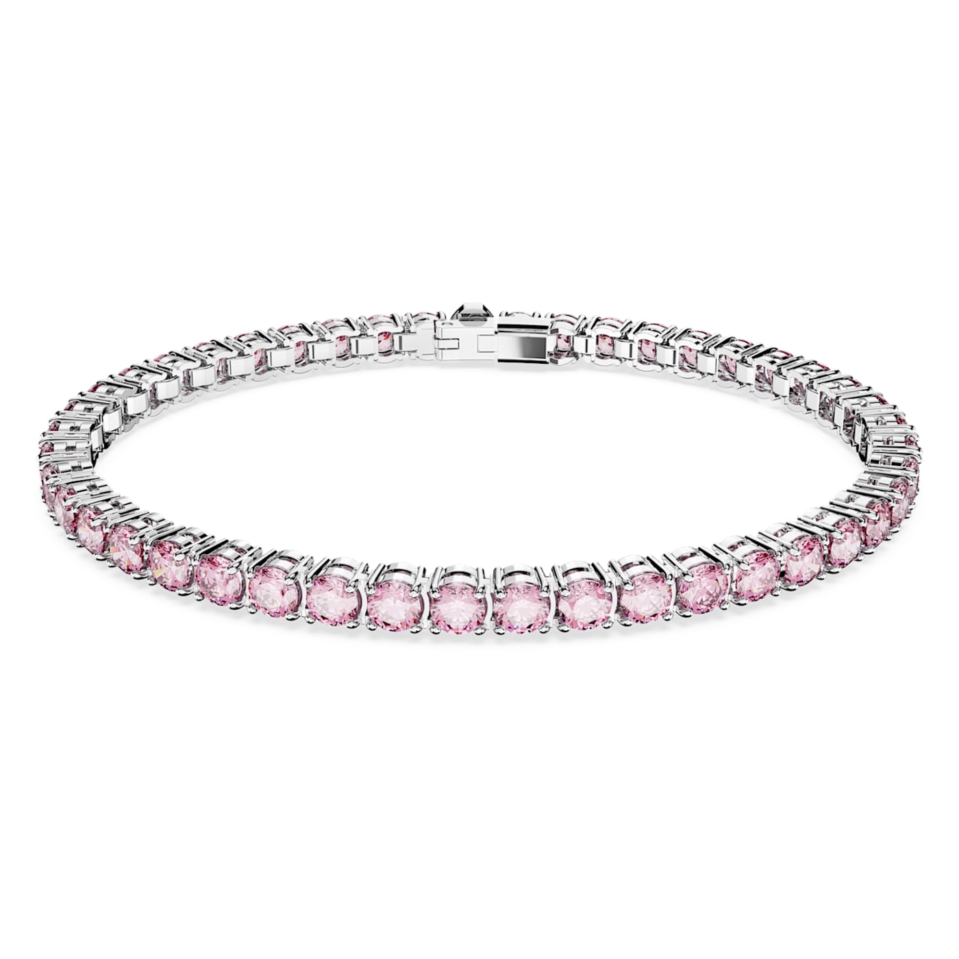 Pulsera Matrix Tennis Talla redonda, Mediana, Rosa, Baño de rodio