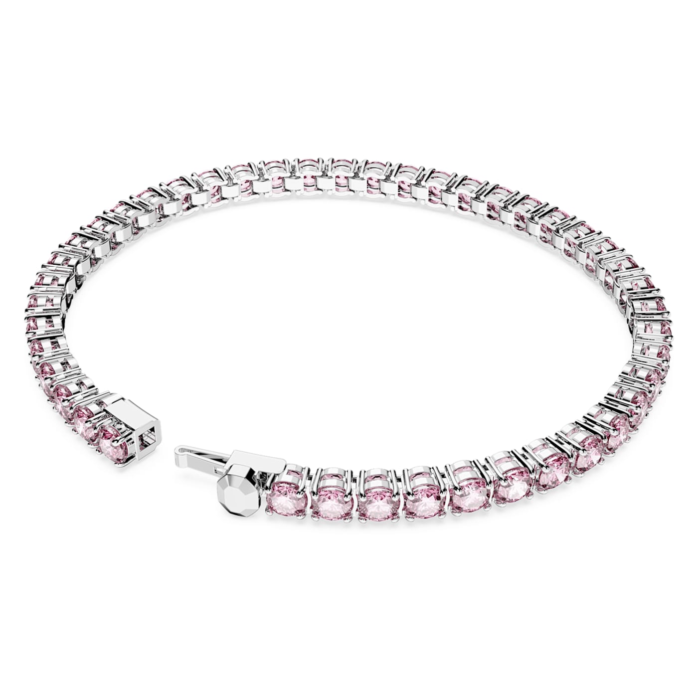 Pulsera Matrix Tennis Talla redonda, Mediana, Rosa, Baño de rodio