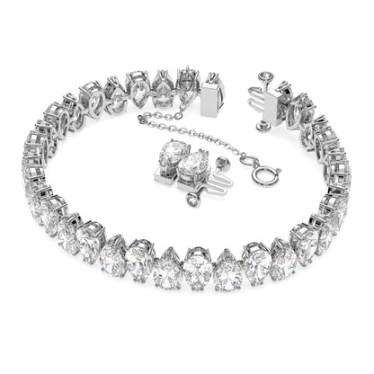 Pulsera Tennis Matrix Talla pera, Blanca, Baño de rodio