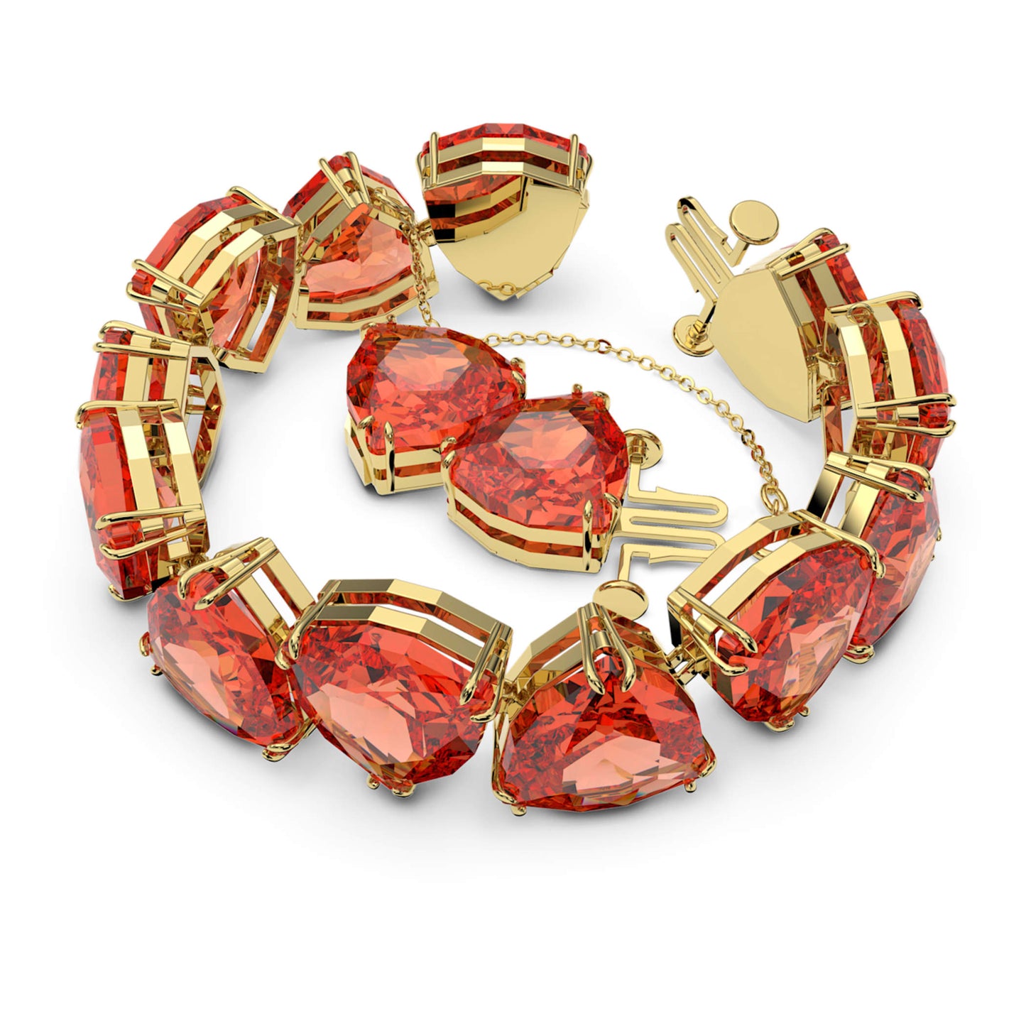 Pulsera Millenia Cristal de talla Trilliant, Naranja, Baño tono oro