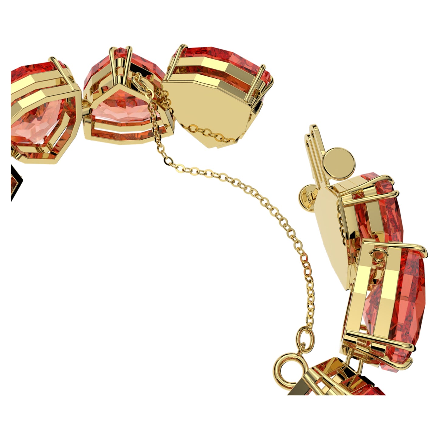 Pulsera Millenia Cristal de talla Trilliant, Naranja, Baño tono oro