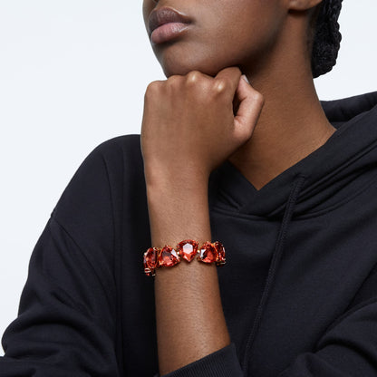 Pulsera Millenia Cristal de talla Trilliant, Naranja, Baño tono oro
