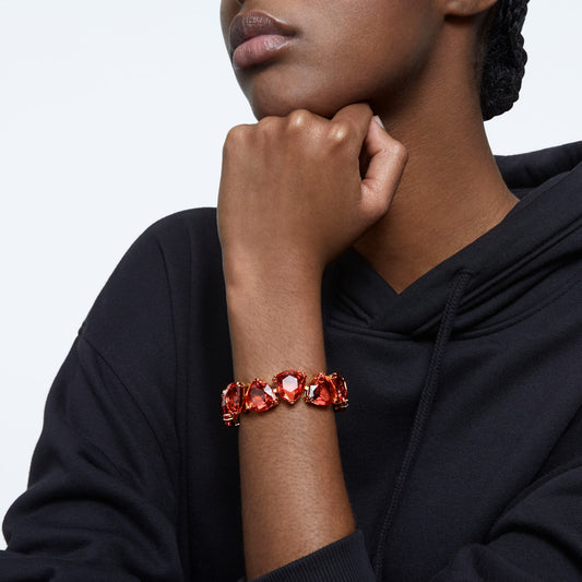 Pulsera Millenia Cristal de talla Trilliant, Naranja, Baño tono oro
