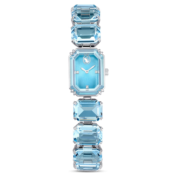 Reloj Pulsera de talla octogonal, Azul, Acero inoxidable